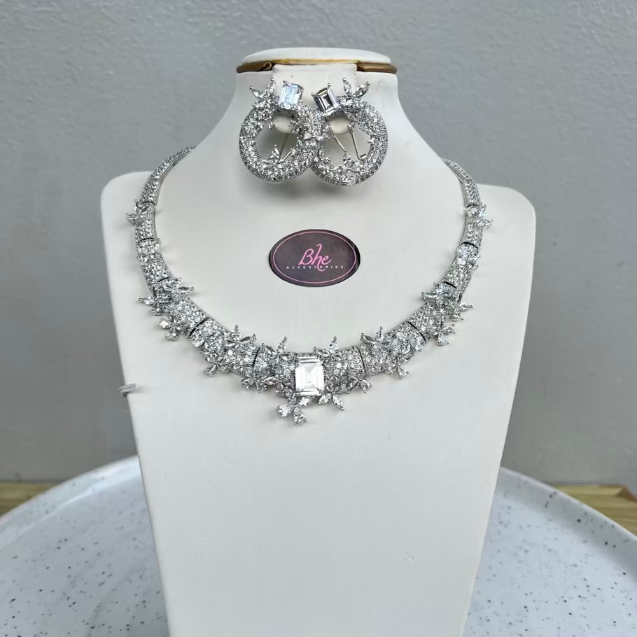 Statement Floral Occasion Cubic Zirconia Jewelry Set