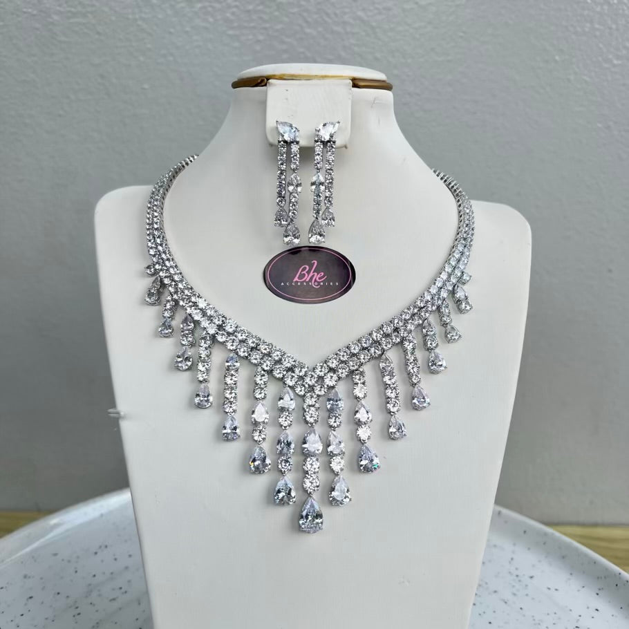 Drop Statement Cubic Zirconia Jewelry Set