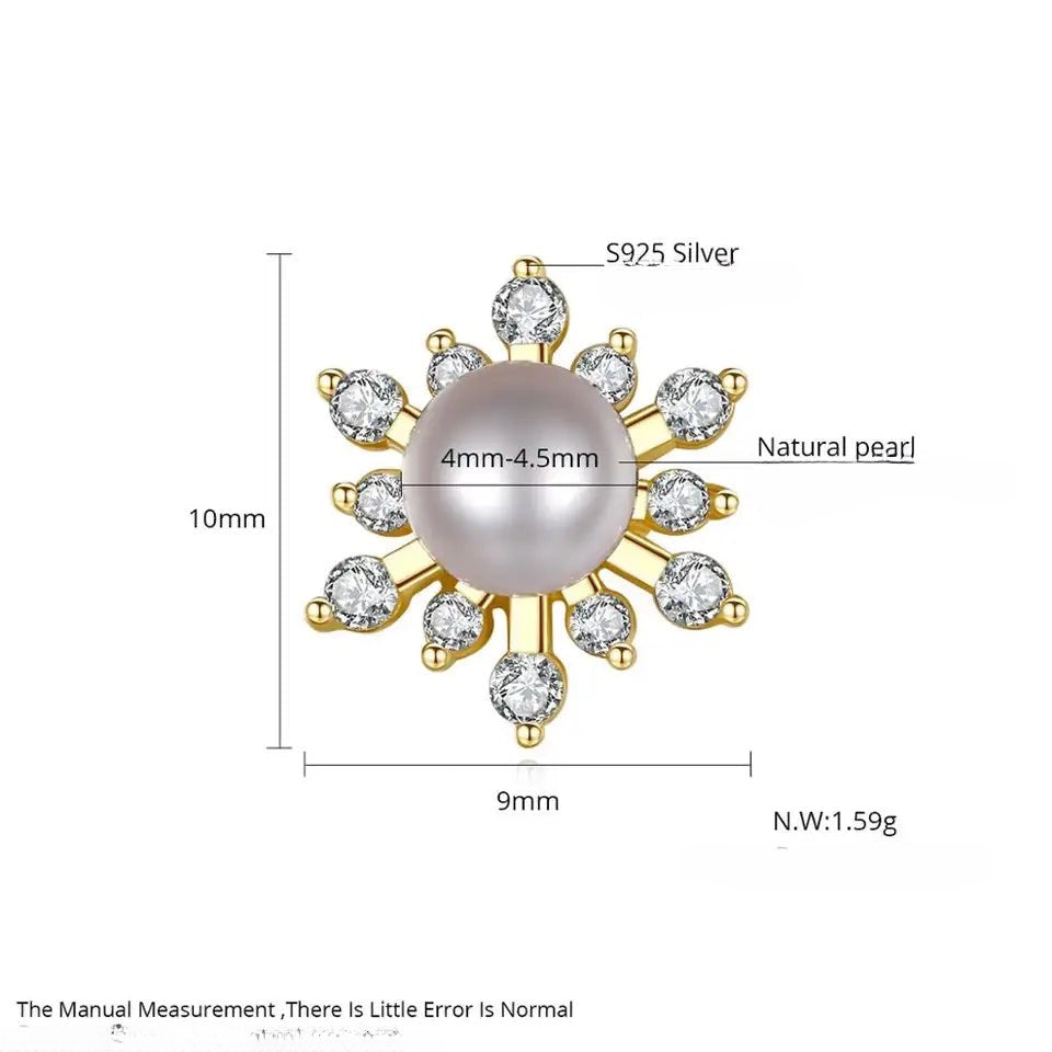 Tiny Stud Sterling Silver Cubic Zirconia Pearl Earrings