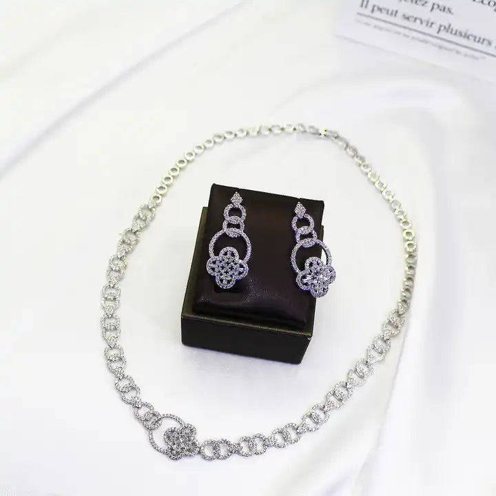 Simple Cubic Zirconia Complete Round Jewelry Set