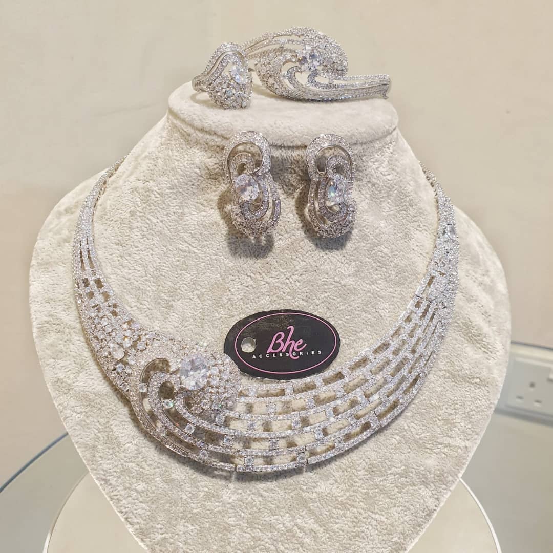 Silver Plated Luxury 4 Piece Cubic Zirconia Jewelry Set