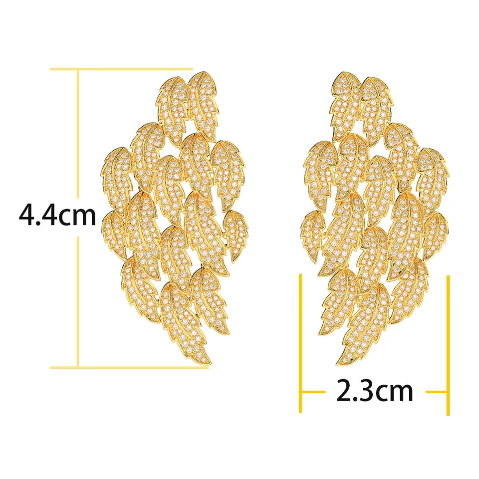 Leaf Detail Cubic Zirconia Earrings