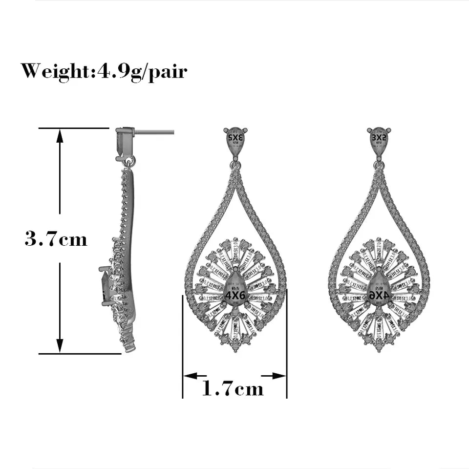 Small Delicate Tear Drop Cubic Zirconia Earrings