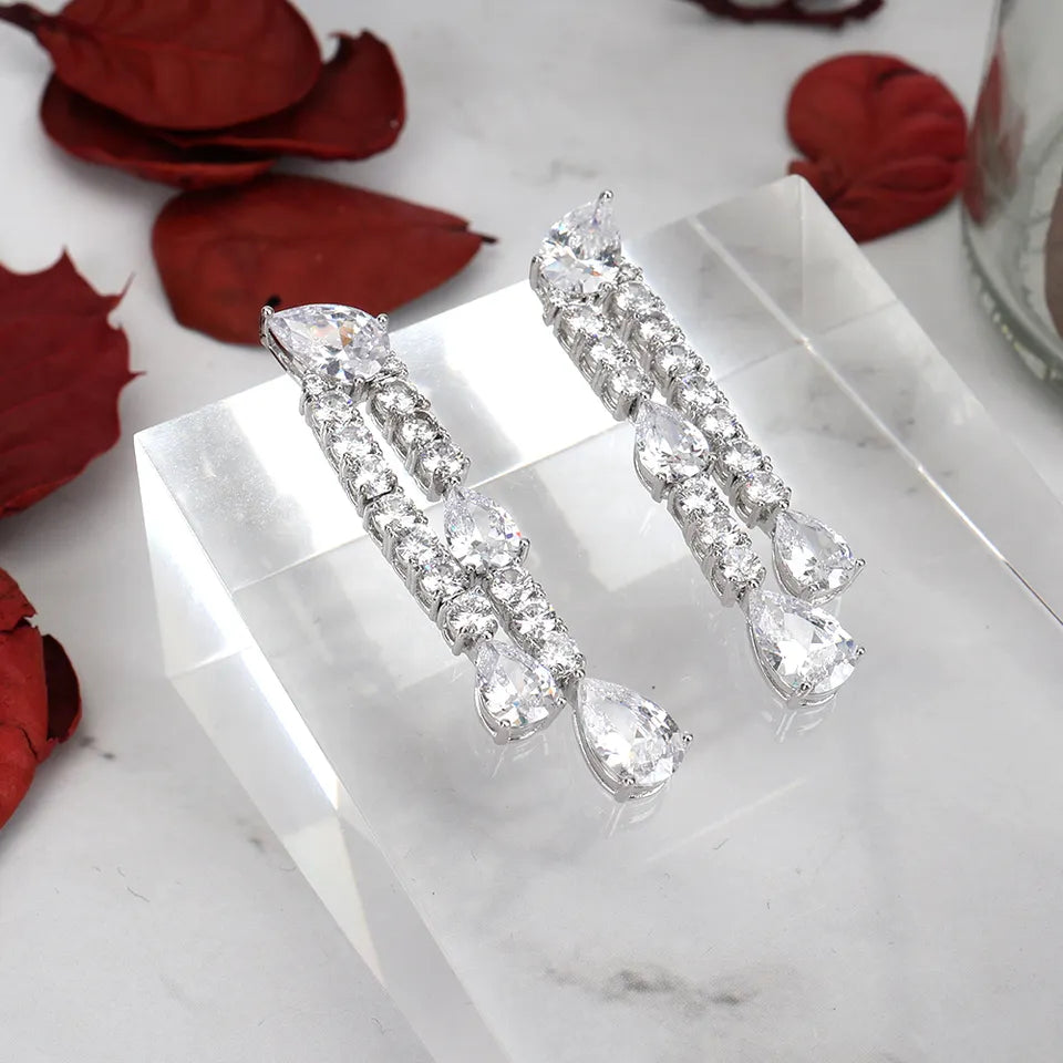 Luxury 2 Piece Tassel Cubic Zirconia Jewelry Set