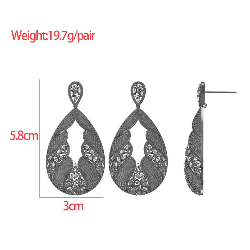 Statement Size Cubic Zirconia Drop Earrings - Gold