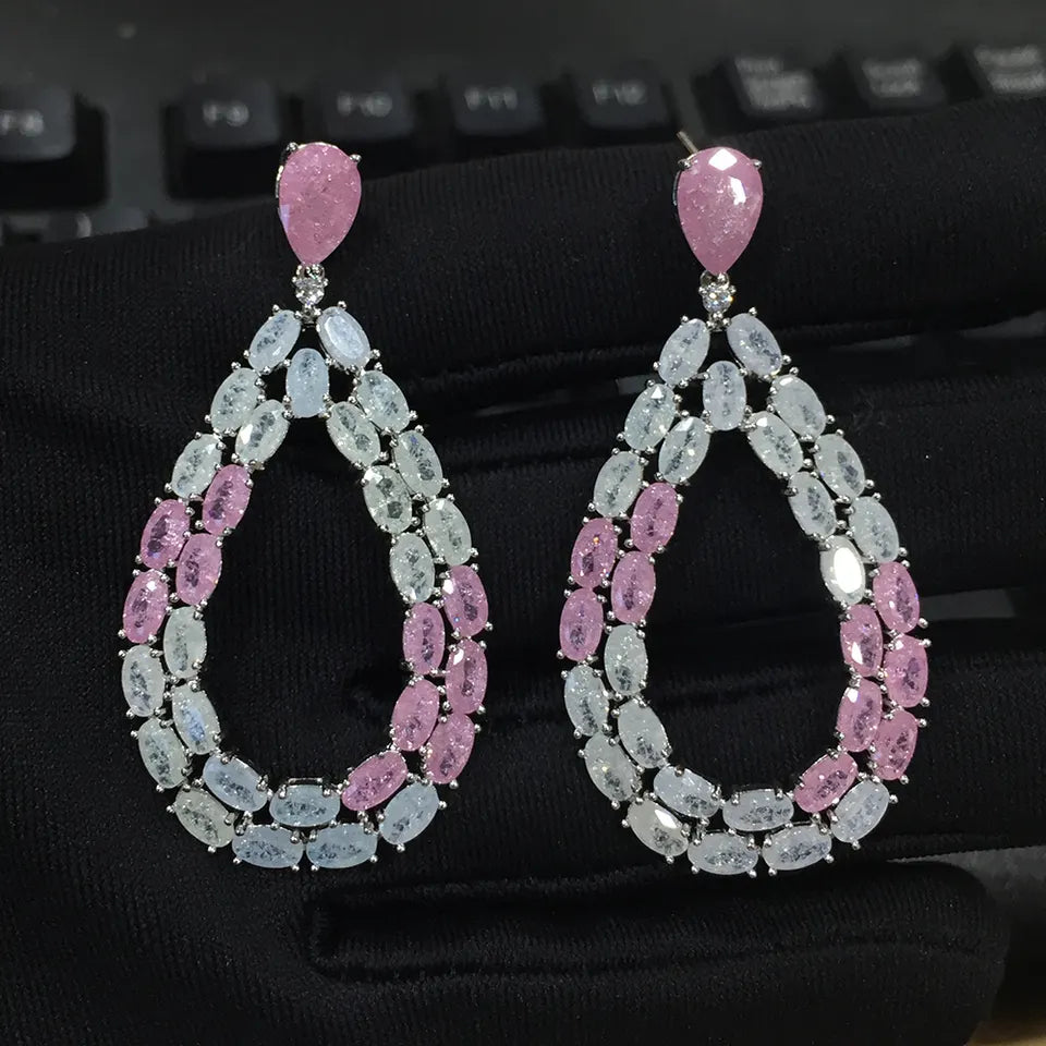 Tear Drop Cubic Zirconia Bridal Earrings