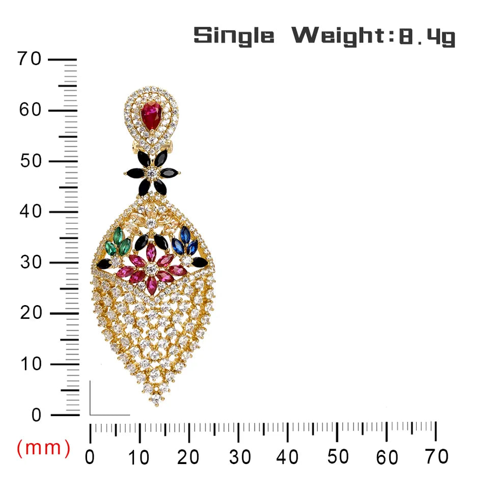 Drop Multicolour Cubic Zirconia Clip Earrings