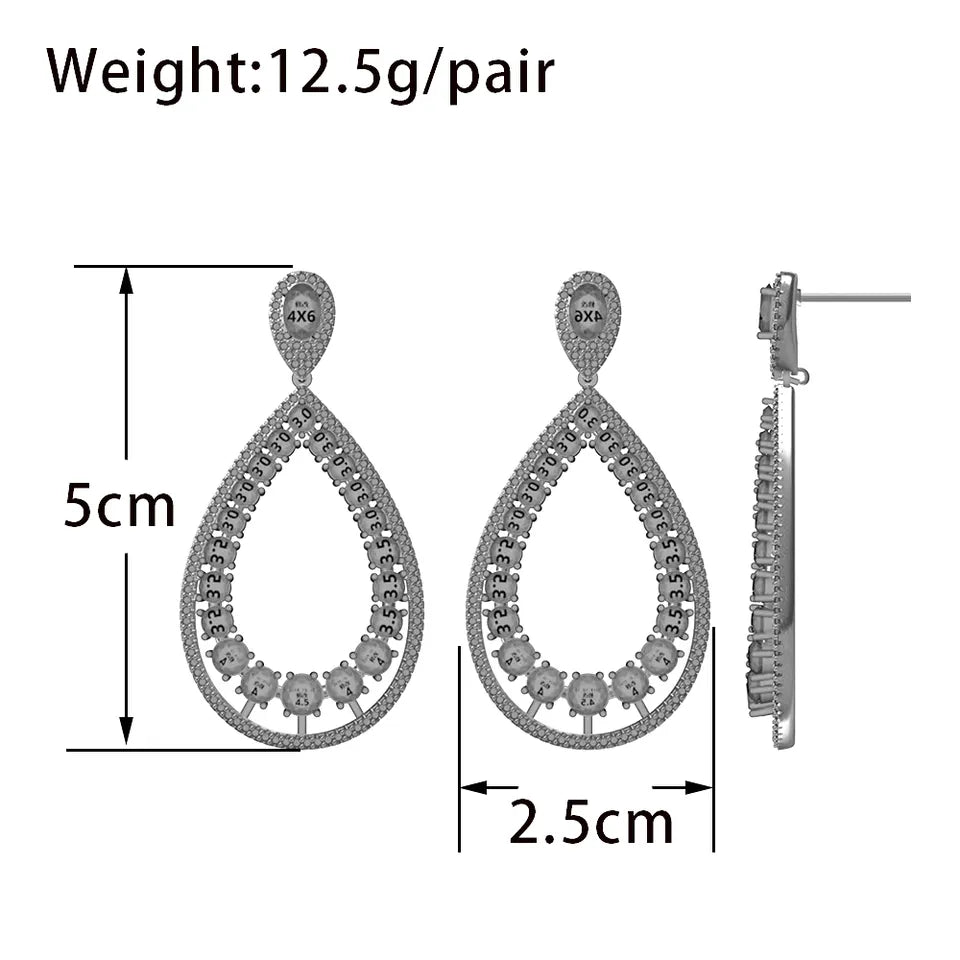 Tear Drop Cubic Zirconia Bridal Earrings