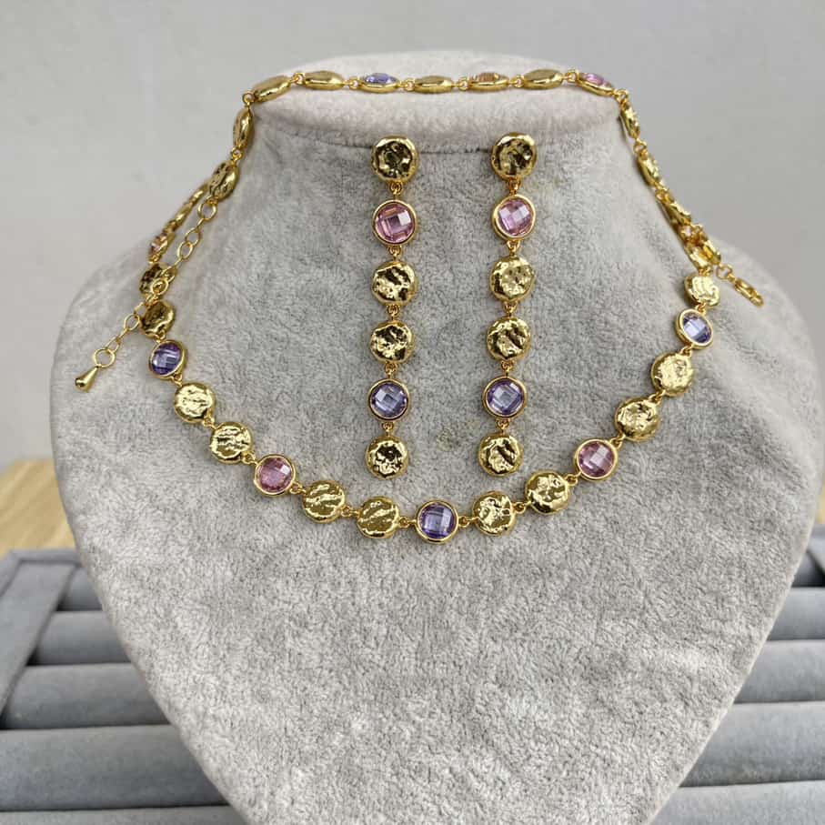 Sparkling Round Colourful Cubic Zirconia Jewelry Set