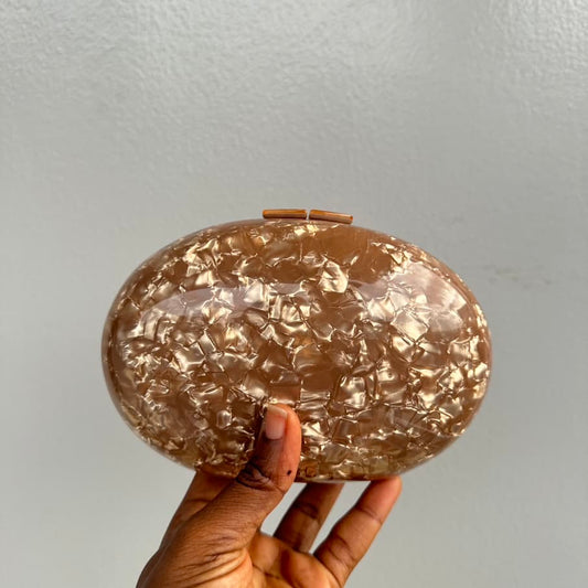 Oval Acrylic Clutch Purse - Brown
