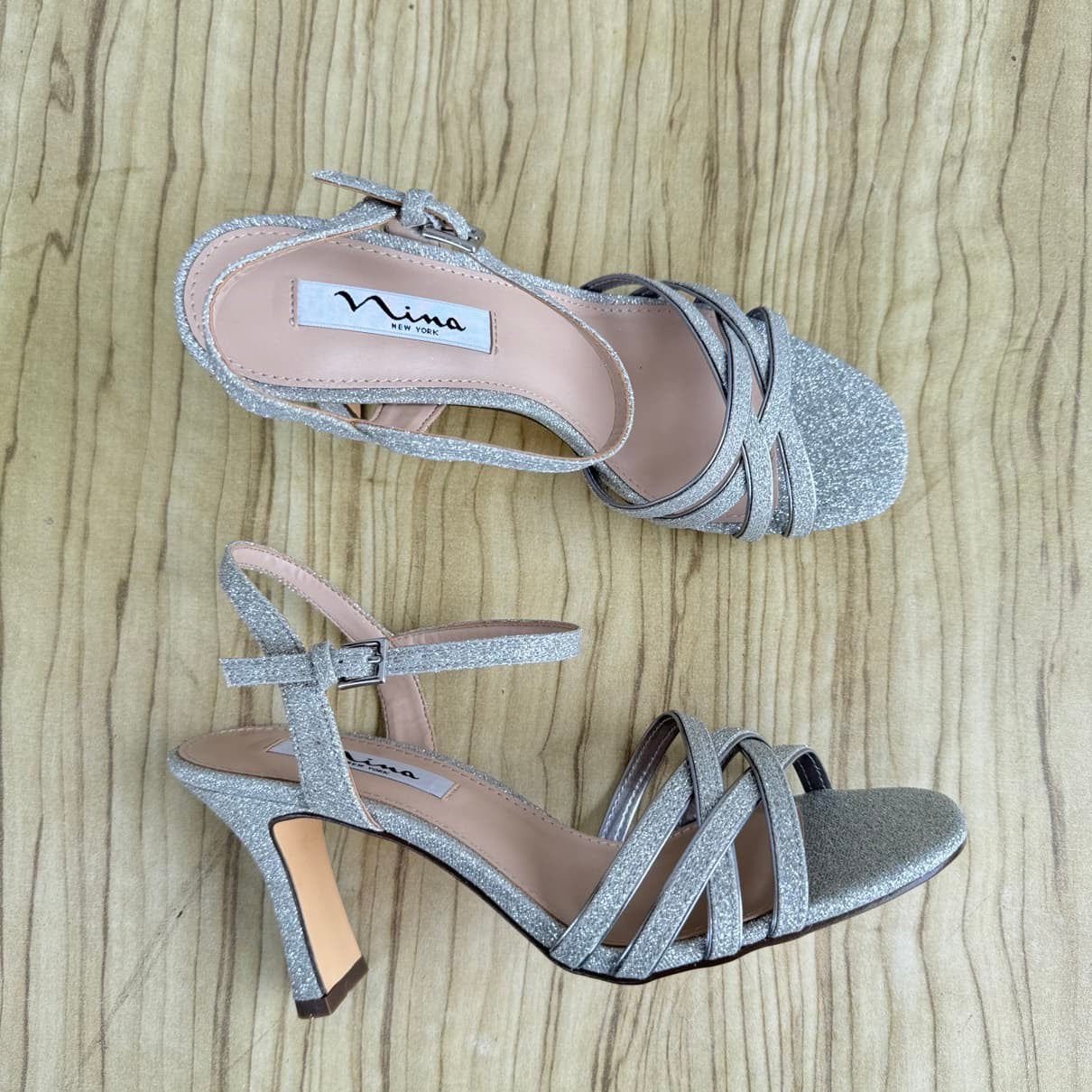 Nina Cross Strap Mid Heel Sandal - Size 38