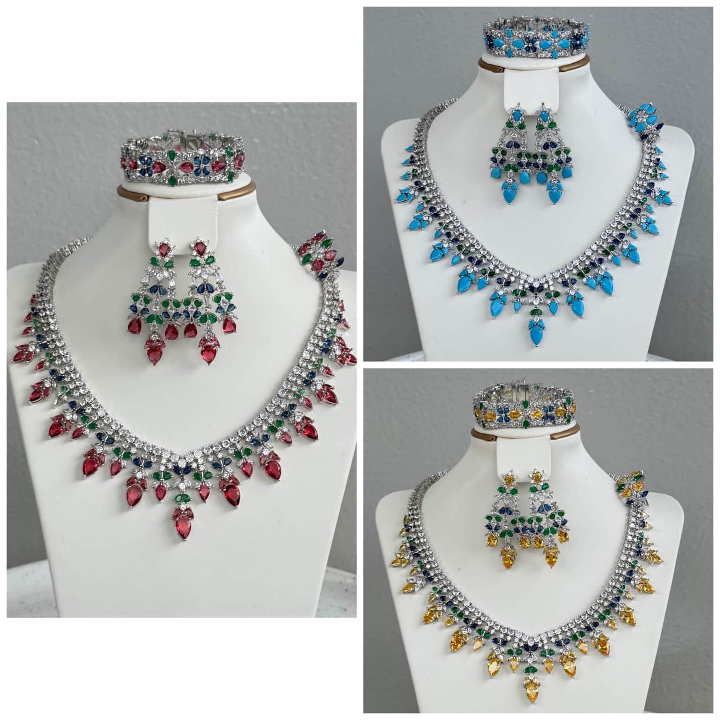 Luxury Multicolour Cubic Zirconia Jewelry Set