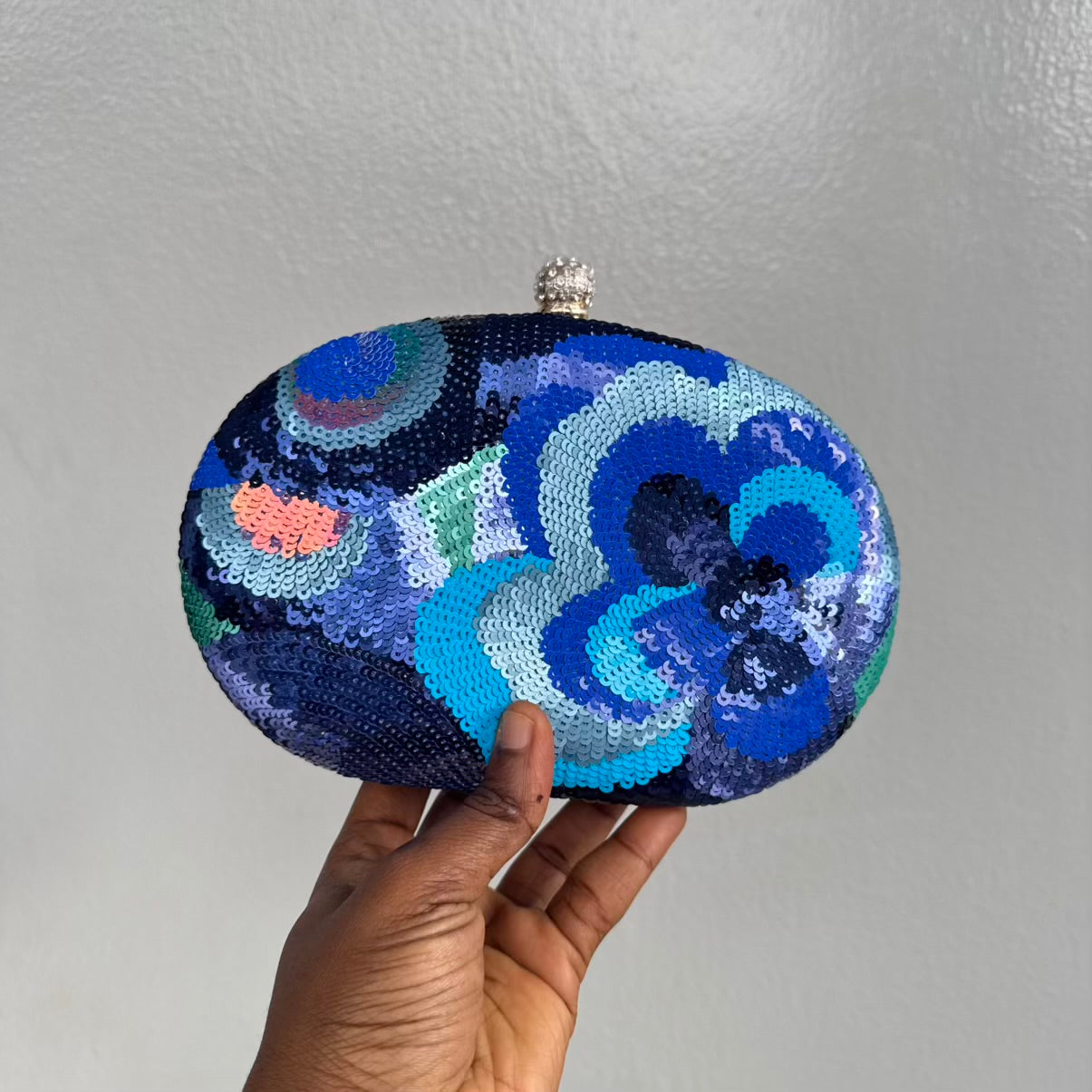 Sequin Clutch Purse with Long & Short Chain Straps