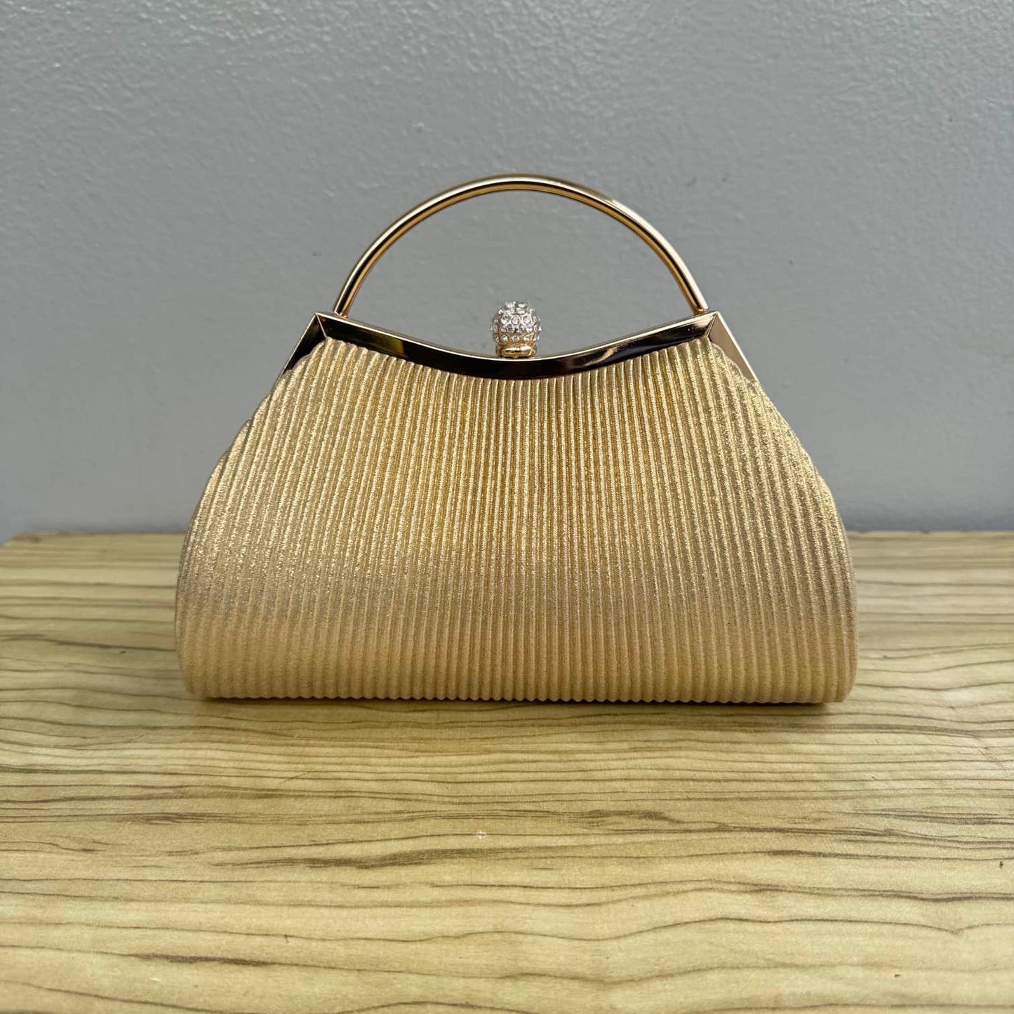 Top Handle Pleat Detail Clutch Bag