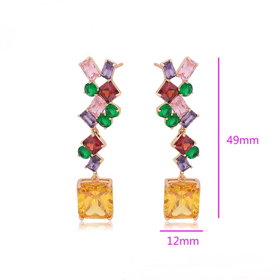 Multicolour Drop Cubic Zirconia Drop Earrings