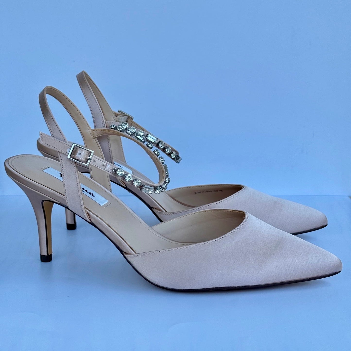 Nina Rosegold Satin Pointed Toe Low Heel Shoes - Size 41, 42
