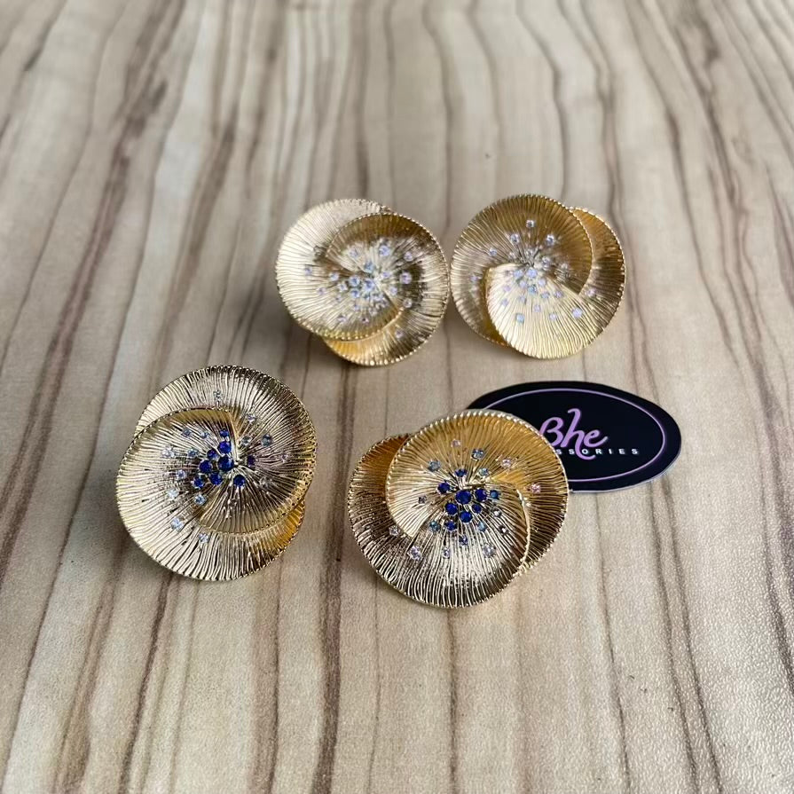 Big Stud Party Gold Plated Cubic Zirconia Earrings
