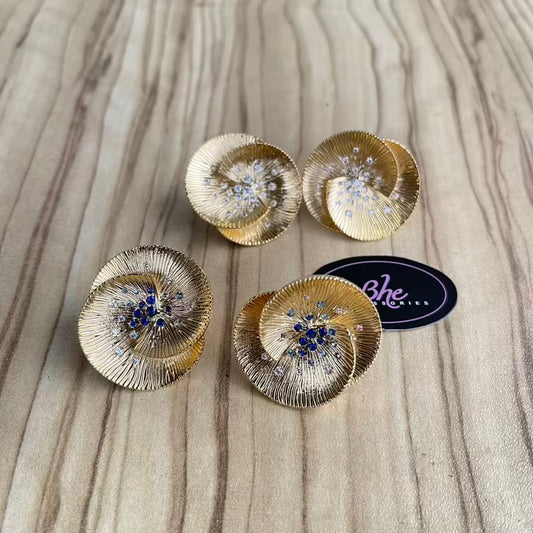 Big Stud Party Gold Plated Cubic Zirconia Earrings