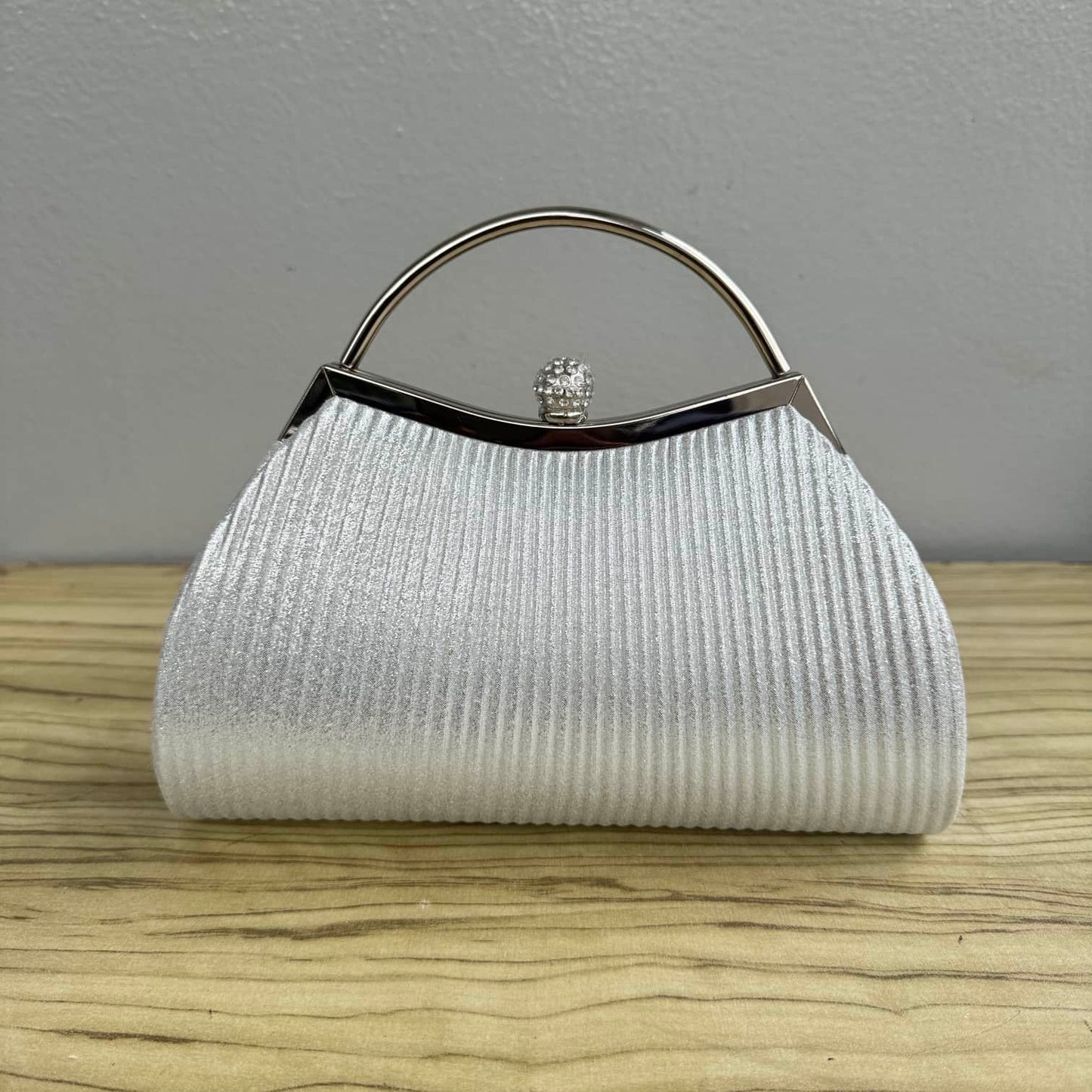 Top Handle Pleat Detail Clutch Bag