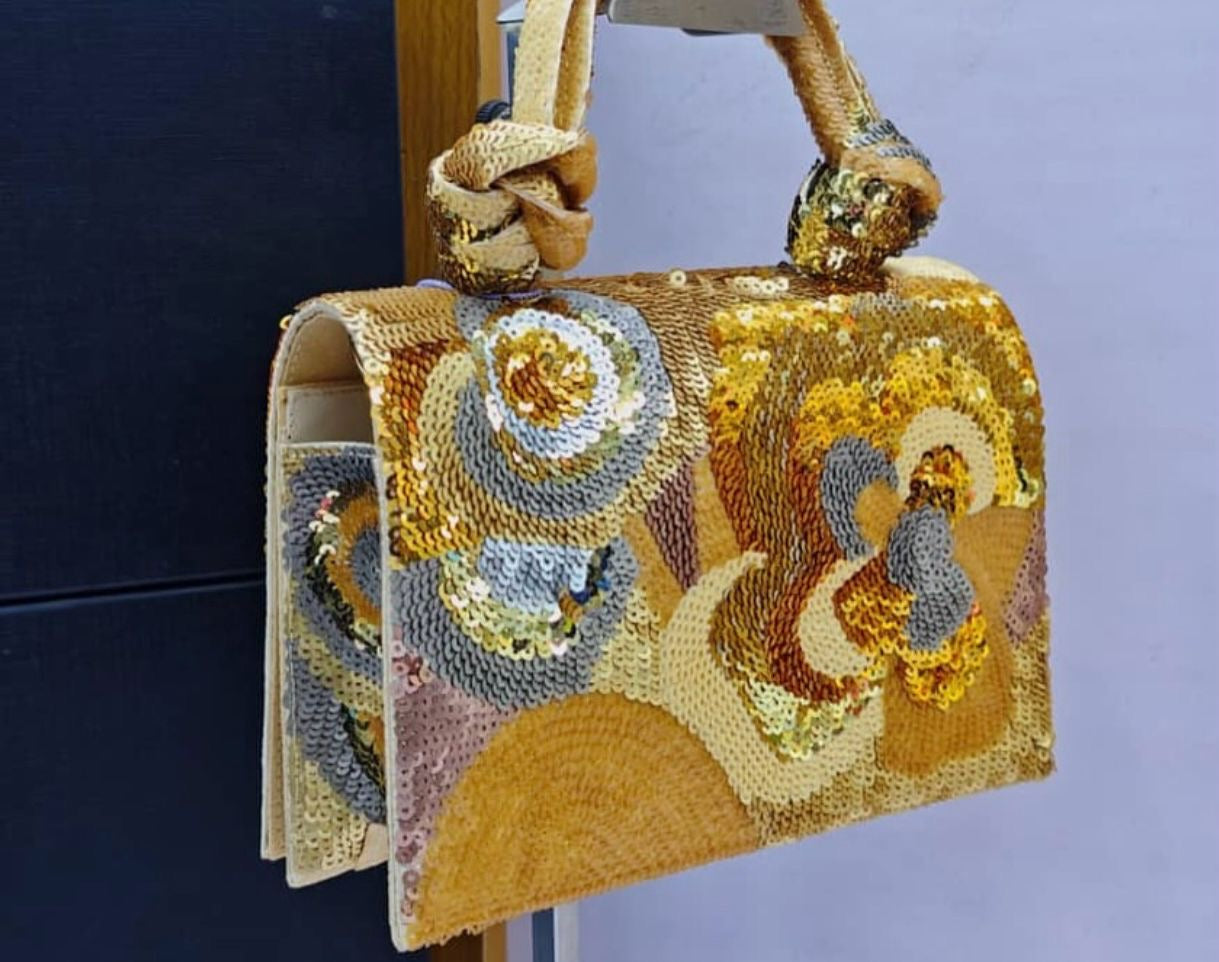 Multicolour Sequined Floral Clutch Bag