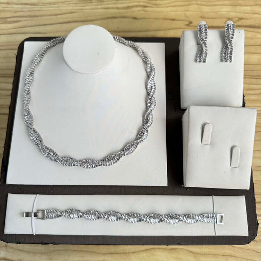 Cubic Zirconia Twist 3 Piece Jewelry Set - Silver