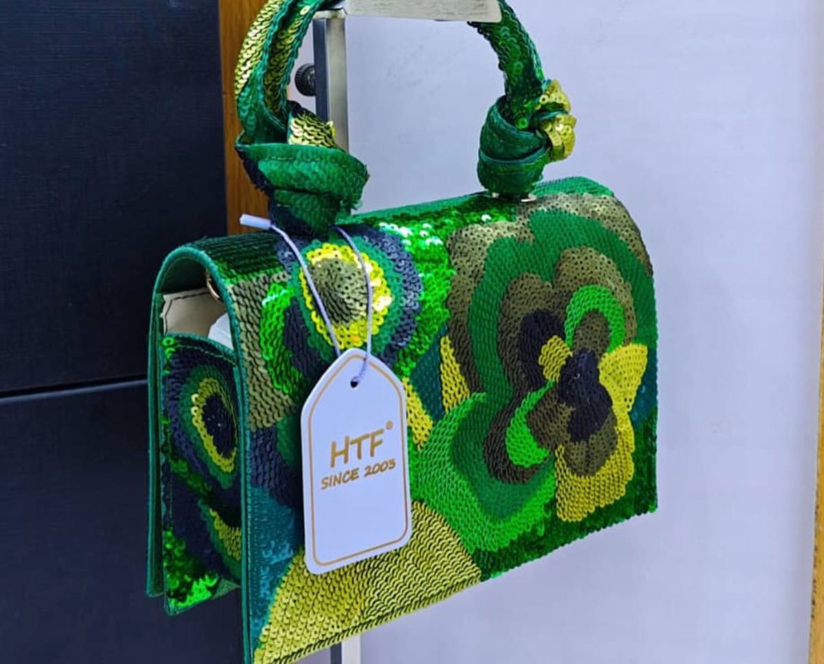 Multicolour Sequined Floral Clutch Bag