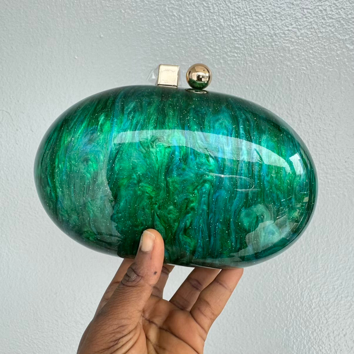 Big Size Oval Acrylic Clutch Purse