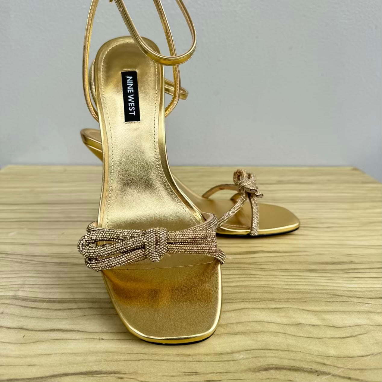 Nine West Crystal Bow Mid Heeled Sandal