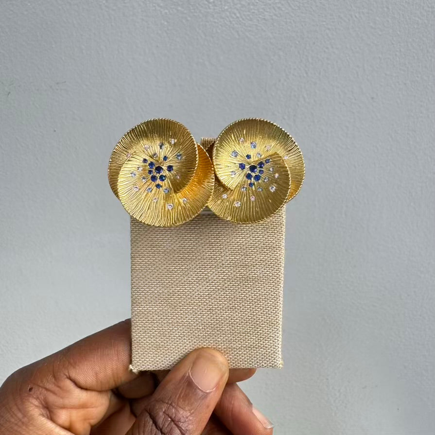 Big Stud Party Gold Plated Cubic Zirconia Earrings