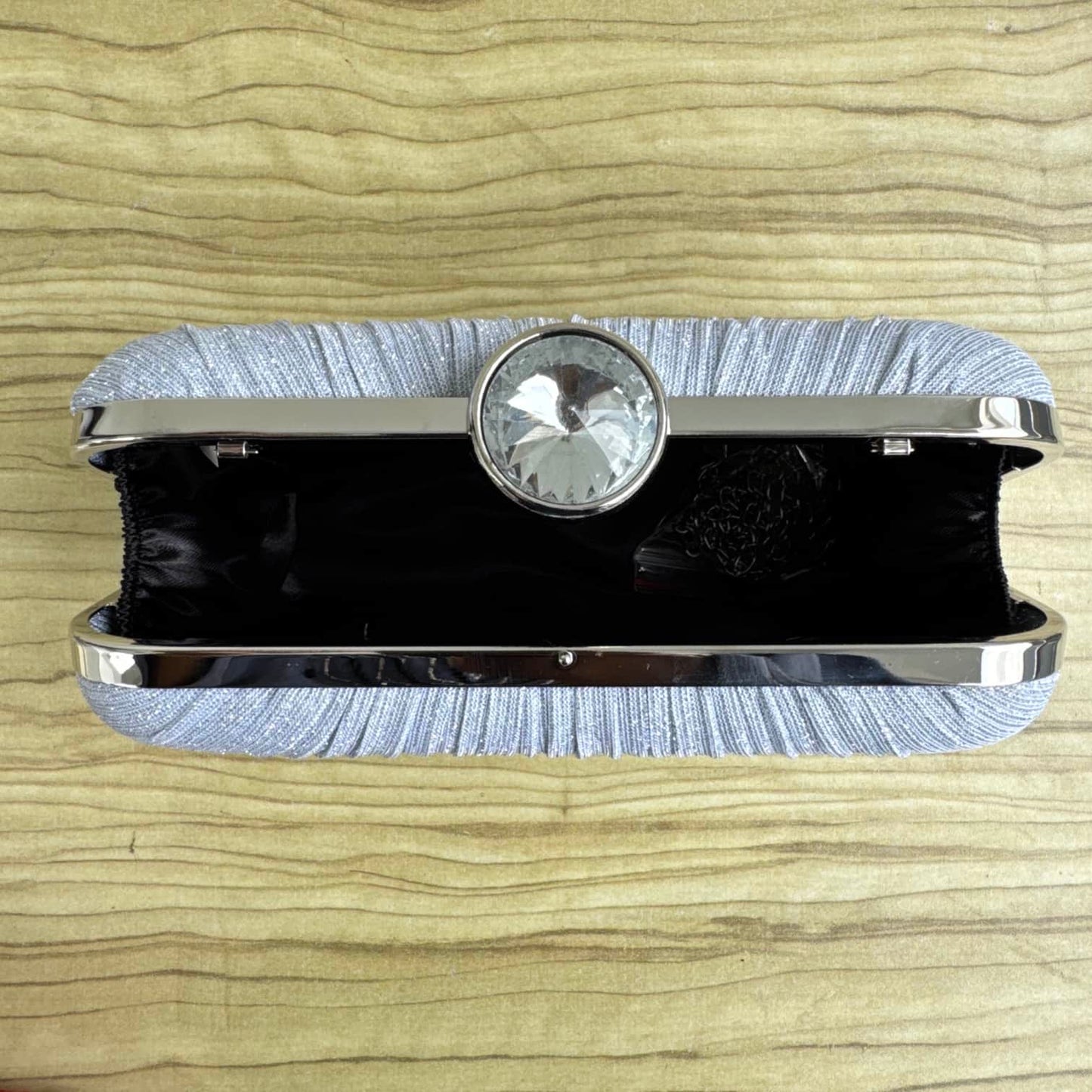 Pleat Detail Fabric Shimmer Clutch Purse