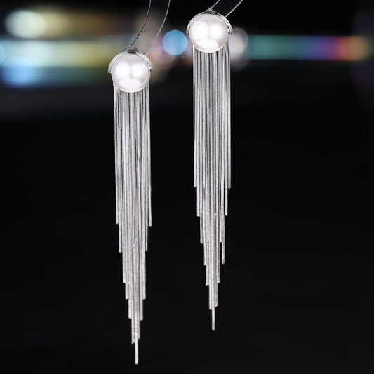 Long Tassel Pearl Party Earrings