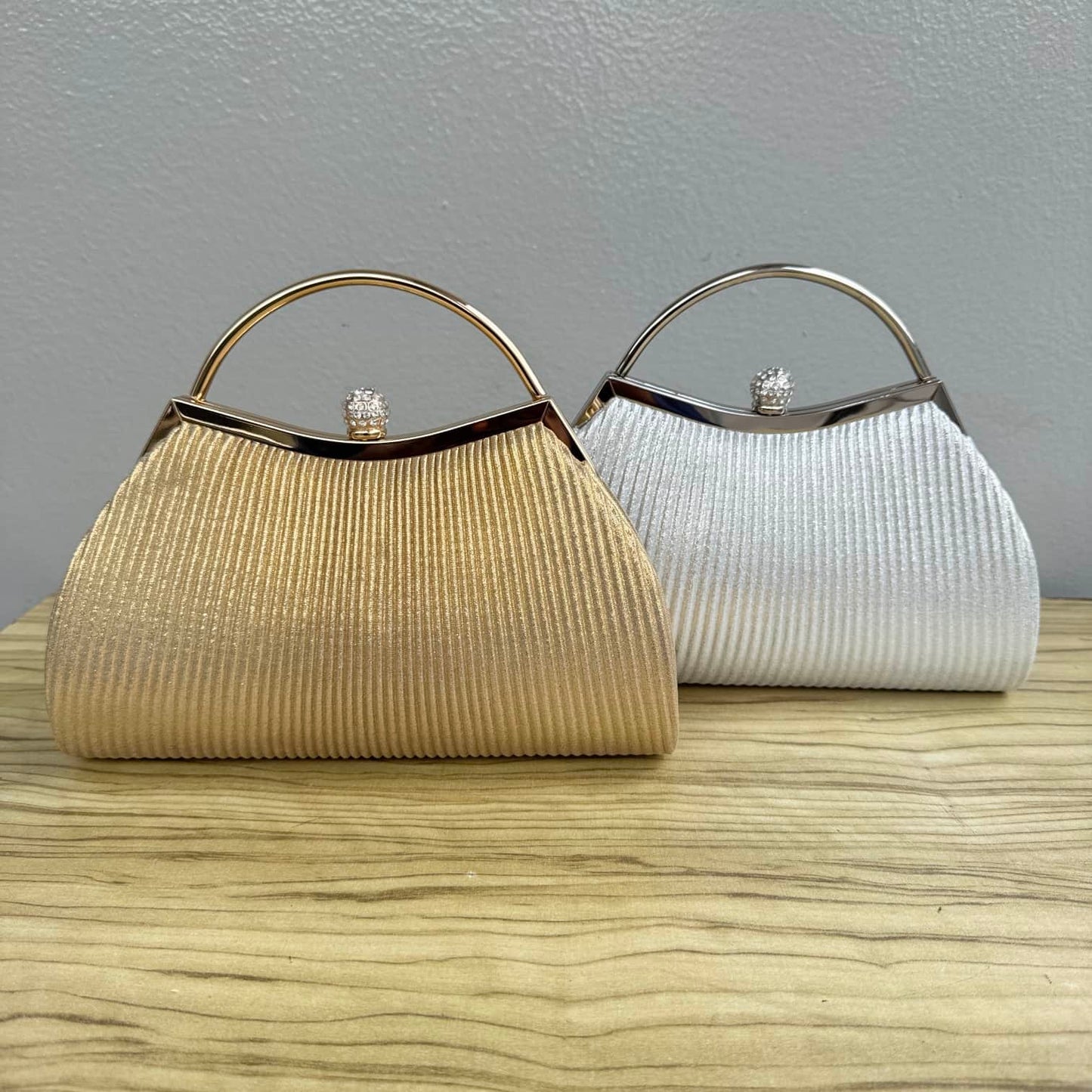 Top Handle Pleat Detail Clutch Bag