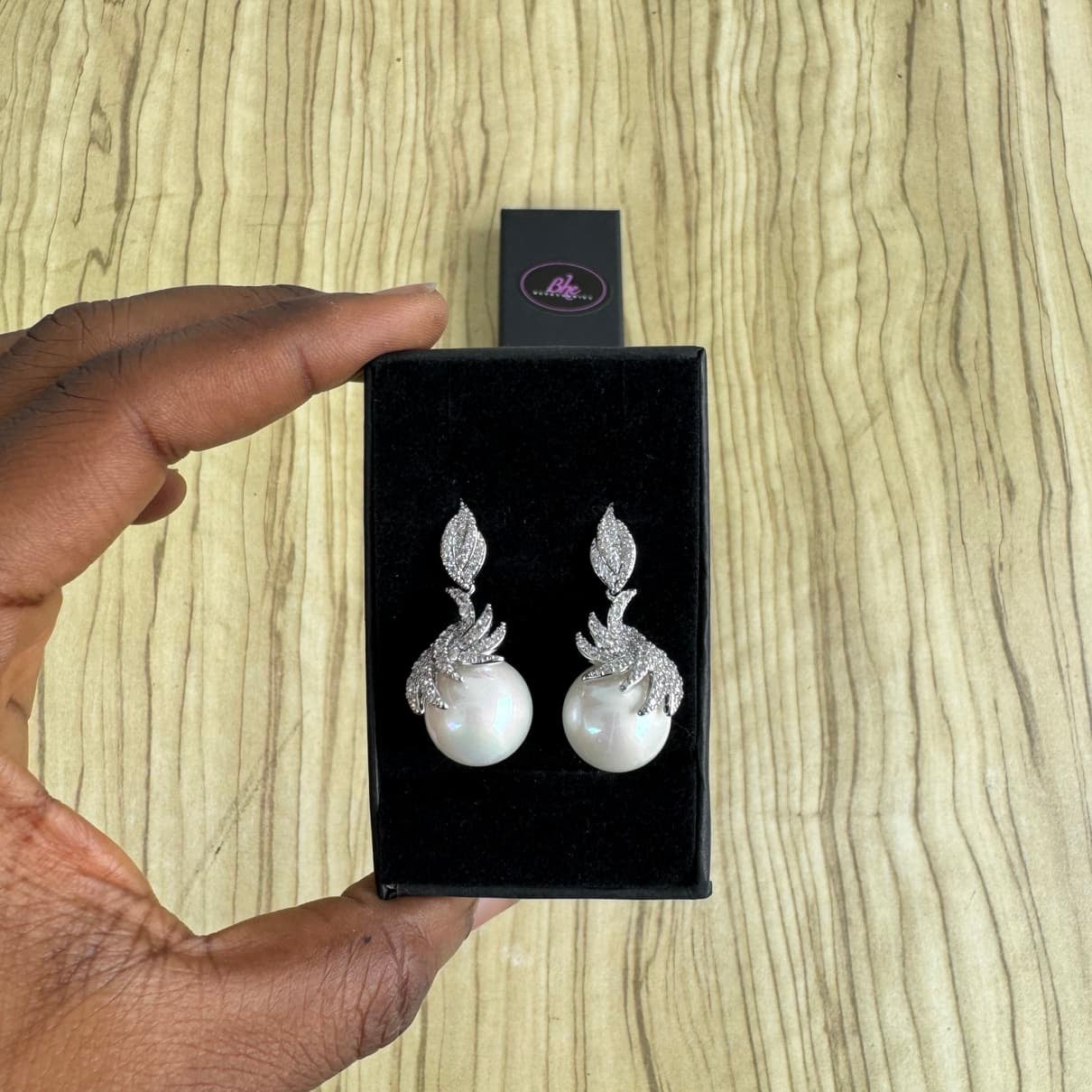 Elegant Cubic Zirconia Small Drop Pearl Earrings