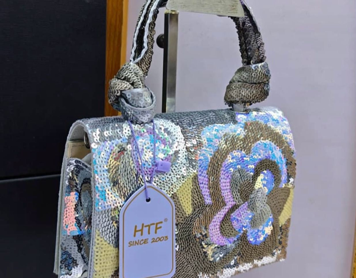 Multicolour Sequined Floral Clutch Bag