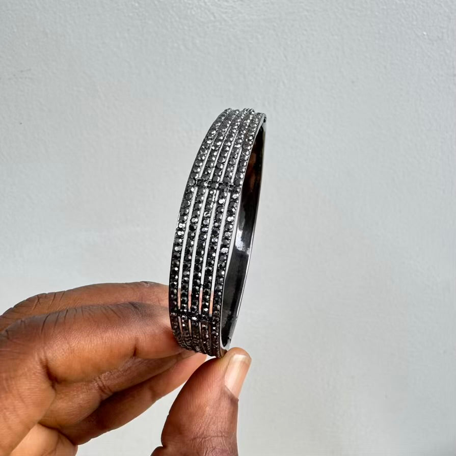 Gun-plated Rhinestone Bangle