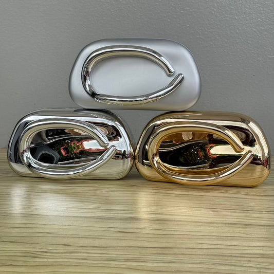 Bar Handle Acrylic Clutch with Long Chain Strap