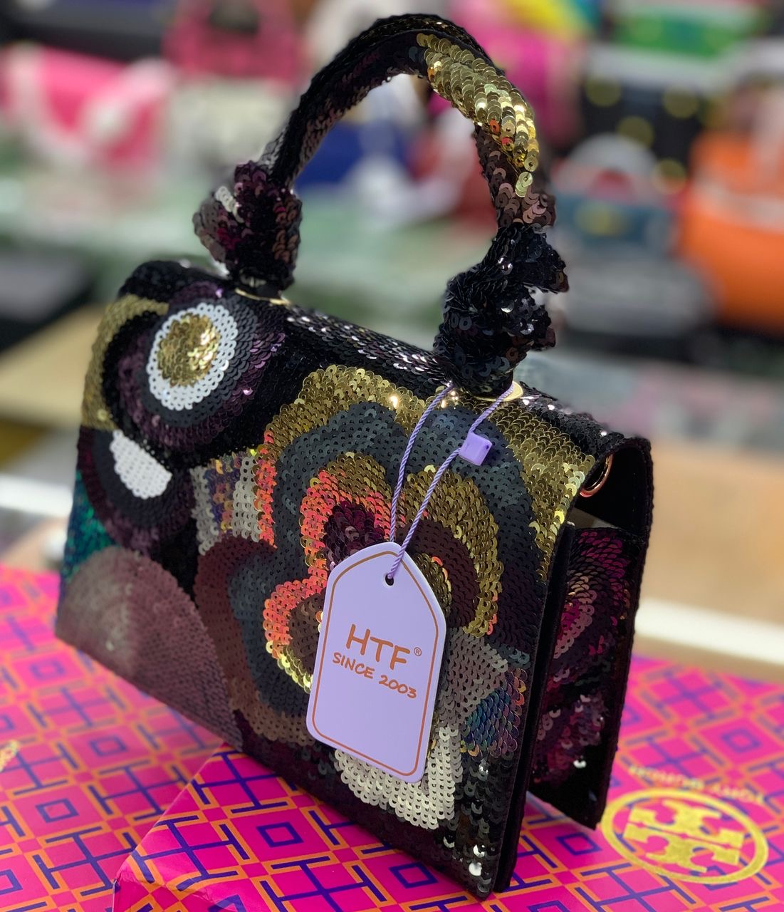 Multicolour Sequined Floral Clutch Bag