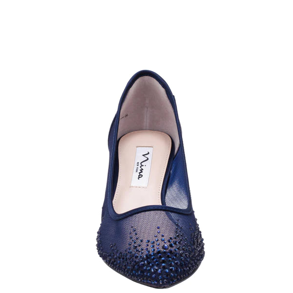 Nina Sofie Pointed Toe Kitten Heels - Navy Blue