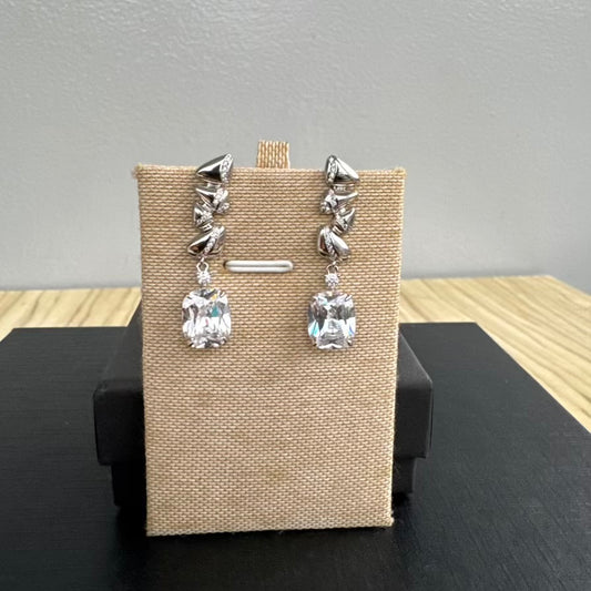Small Drop Cubic Zirconia Earrings – Silver | Bridal Earrings