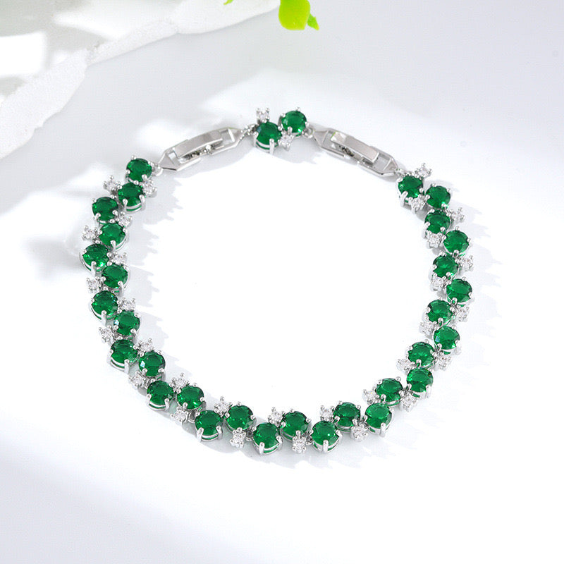 Round Bridal Cubic Zirconia Tennis Bracelet