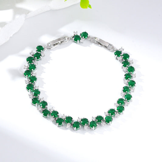 Round Bridal Cubic Zirconia Tennis Bracelet