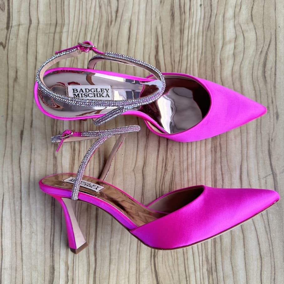 Badgley Mischka Kamilah Ankle Strap Mid Heels - Size 39