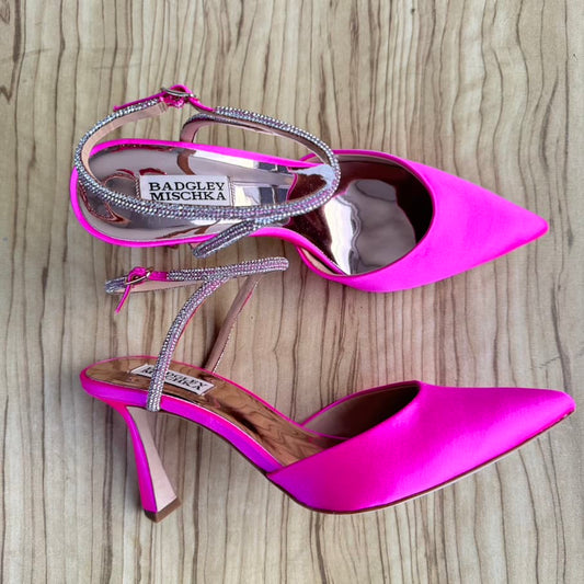 Badgley Mischka Kamilah Ankle Strap Mid Heels - Size 39