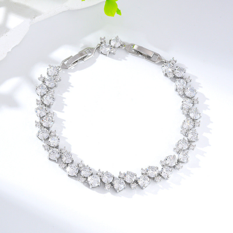 Round Bridal Cubic Zirconia Tennis Bracelet