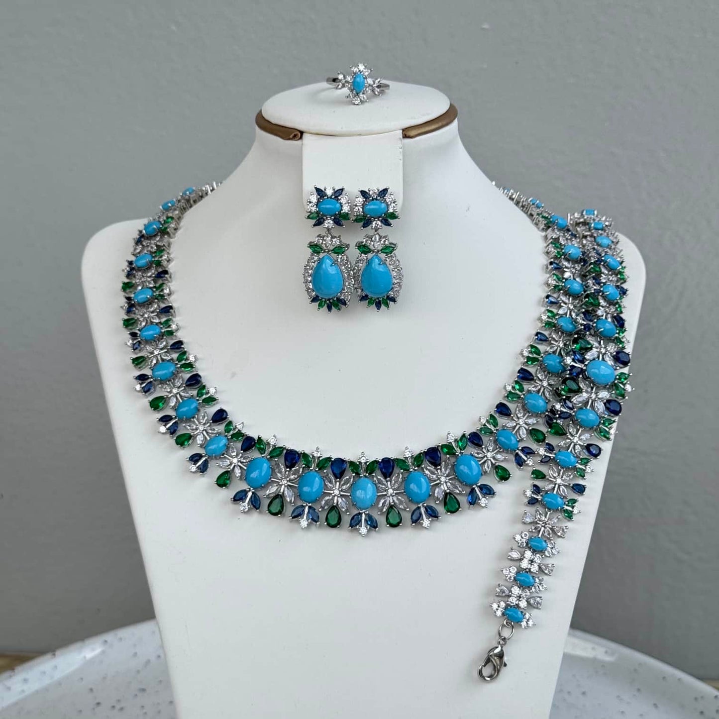 Luxury Multicolour Cubic Zirconia Jewelry Set