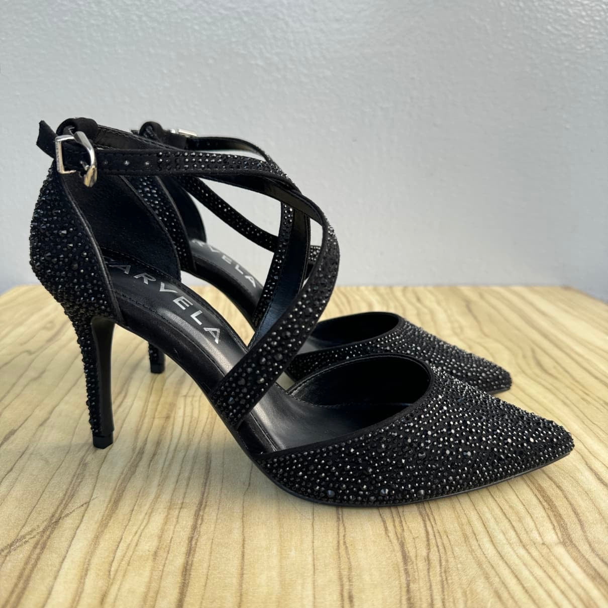 Carvela Embellished Cross Strap Pointed Toe Embellished Shoes - Size 39