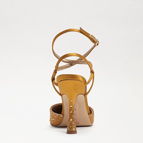Sam Edelman Pointed Toe Satin Embellished Cross Strap Shoes