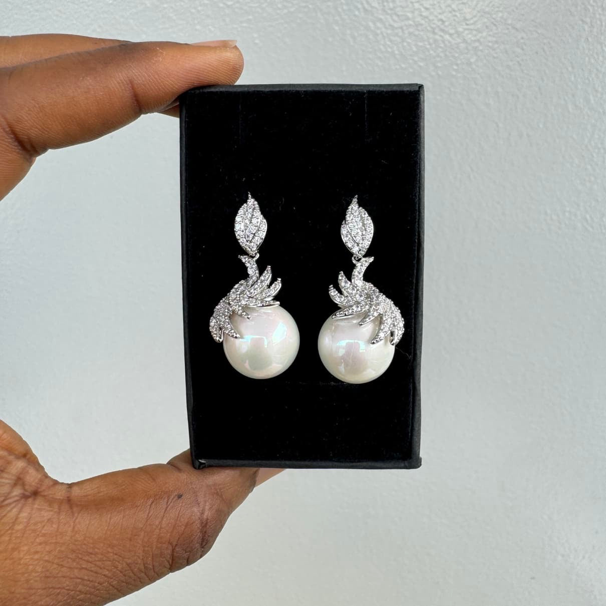 Elegant Cubic Zirconia Small Drop Pearl Earrings