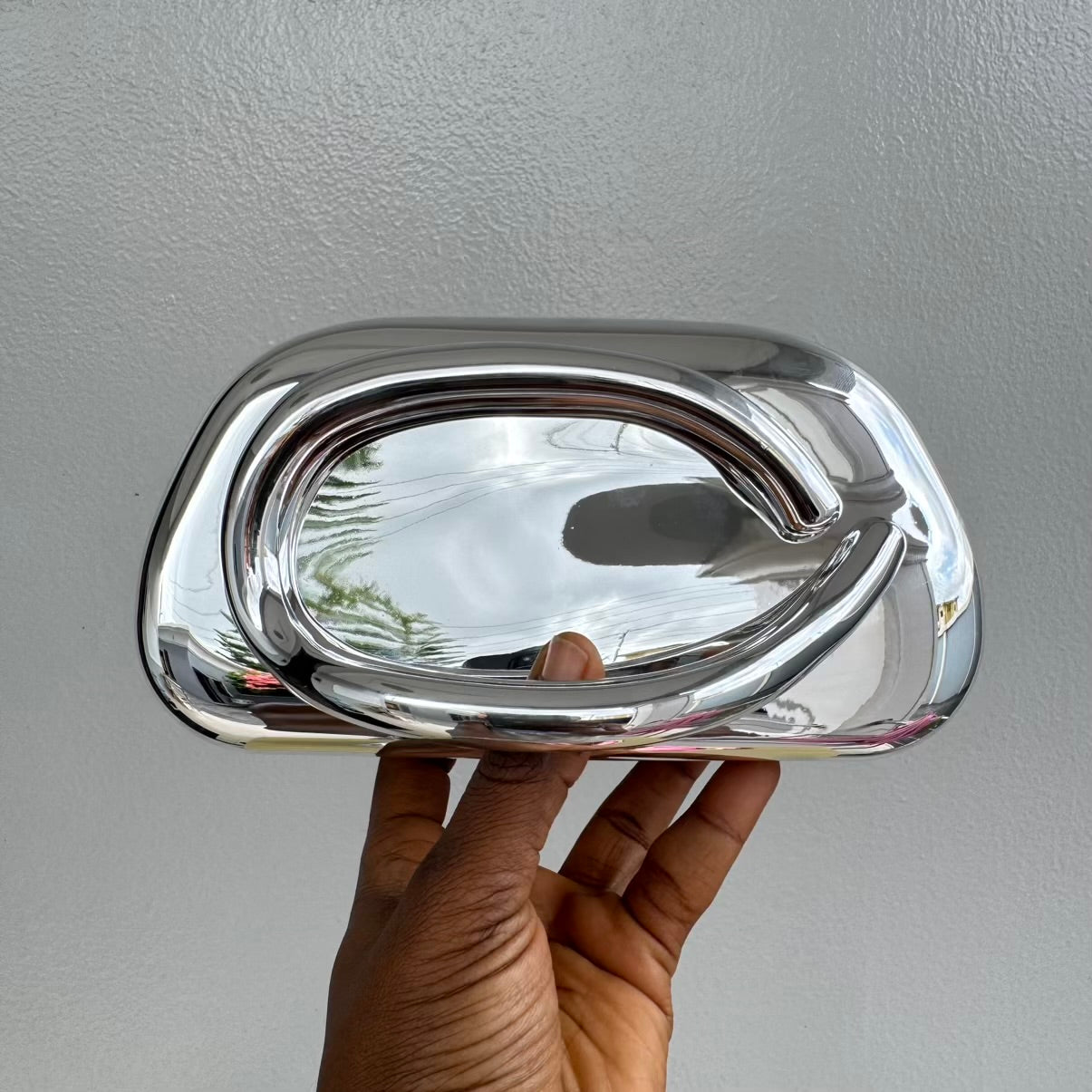 Bar Handle Acrylic Clutch with Long Chain Strap