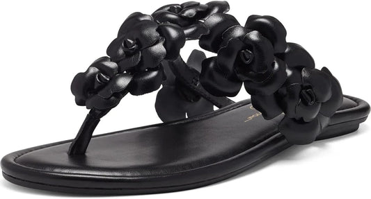 Jessica Simpson Ginima Floral Thong Slippers - Black